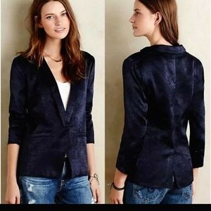 NWT Caputlet Revolve Navy Textured Satin Blazer, Sz M